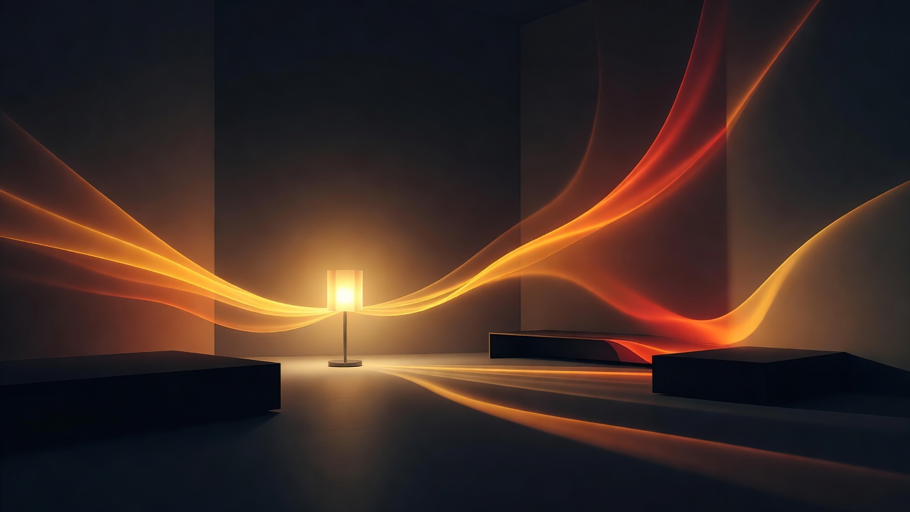 Ein Raum, der heller wird, während sich Licht von einer Lampe nach außen bis in die Ecken ausbreitet